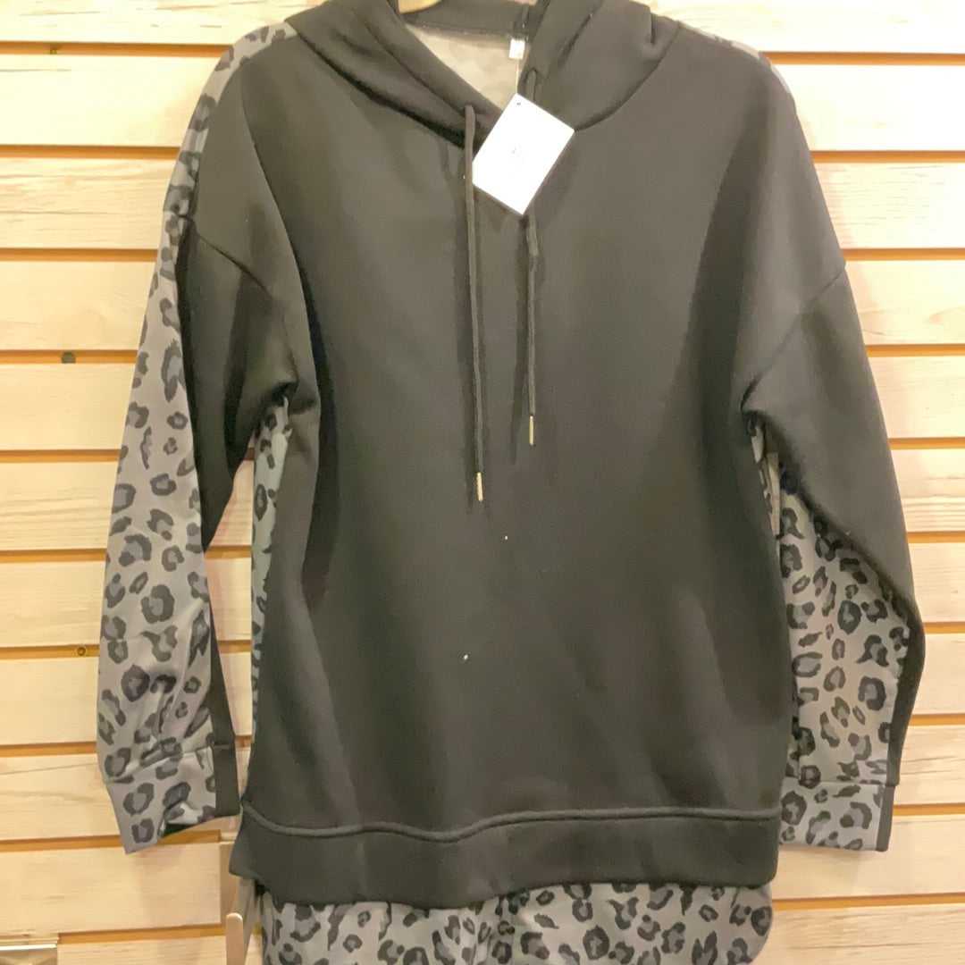 Black leopard hoodie