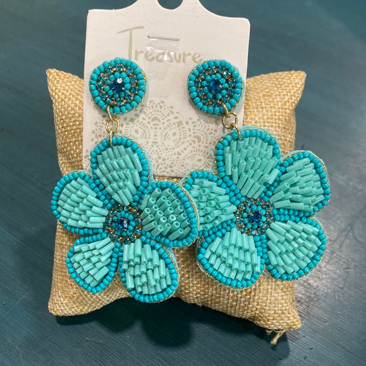 Aqua Flower Earrings