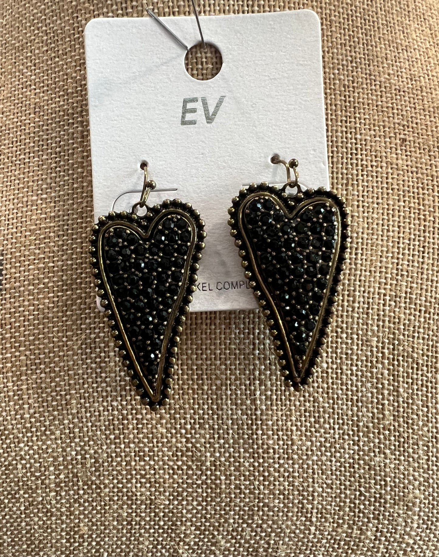 Black and Gold Heart Earrings