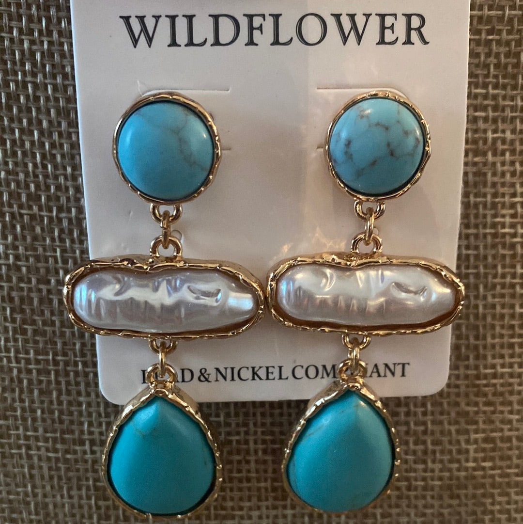 Look-a-like Turquoise Pearl Earrings