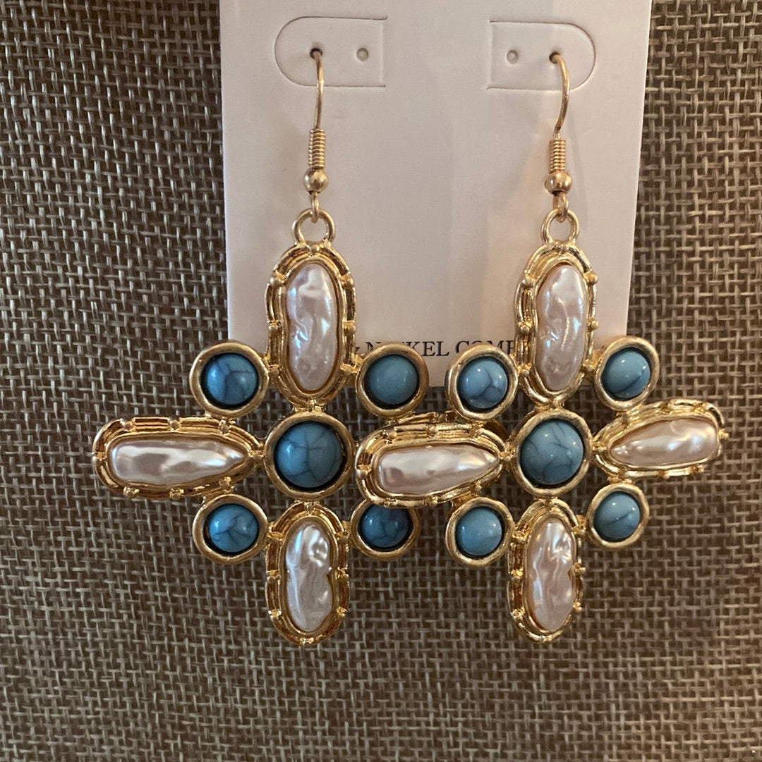 Look-a-like Turquoise Pearl Earrings