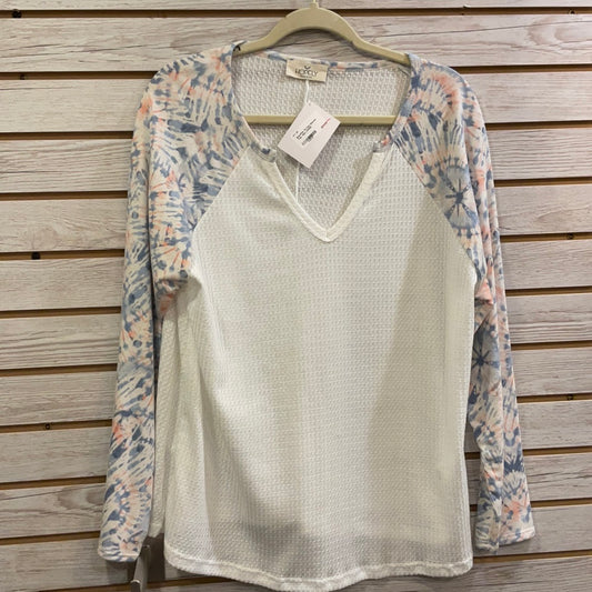 Blue tie-dye sleeves top