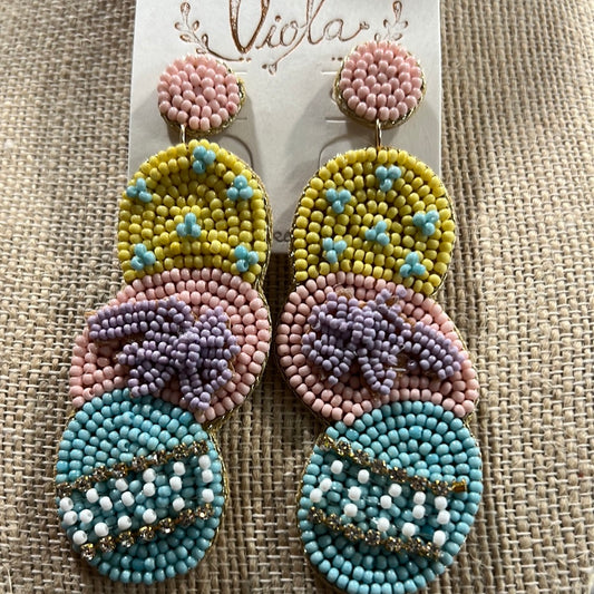 Beaded Easter Egg Earrings