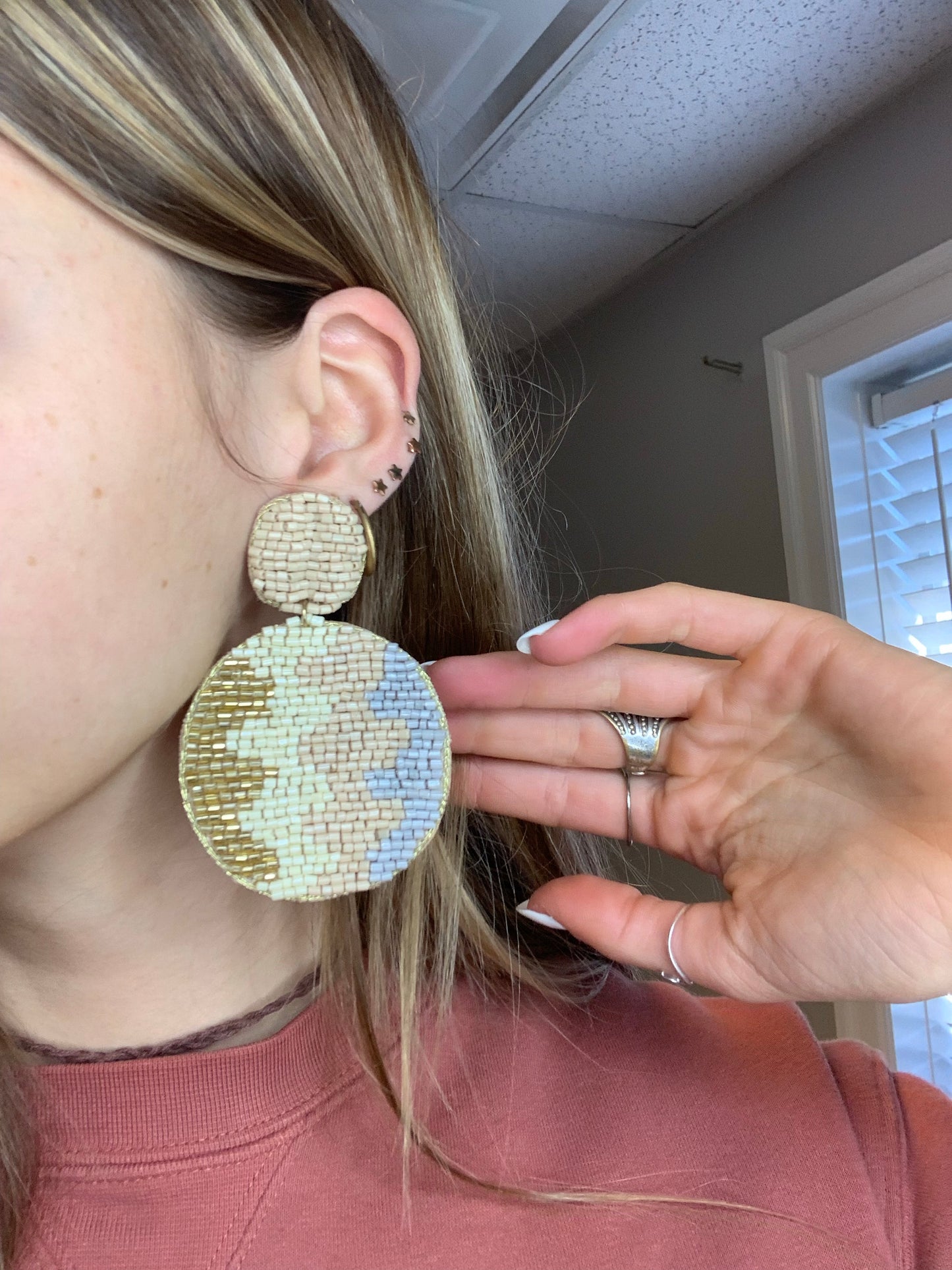 Nude bedazzled earrings