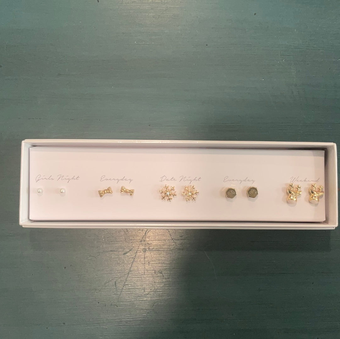 Five Pair box of earrings