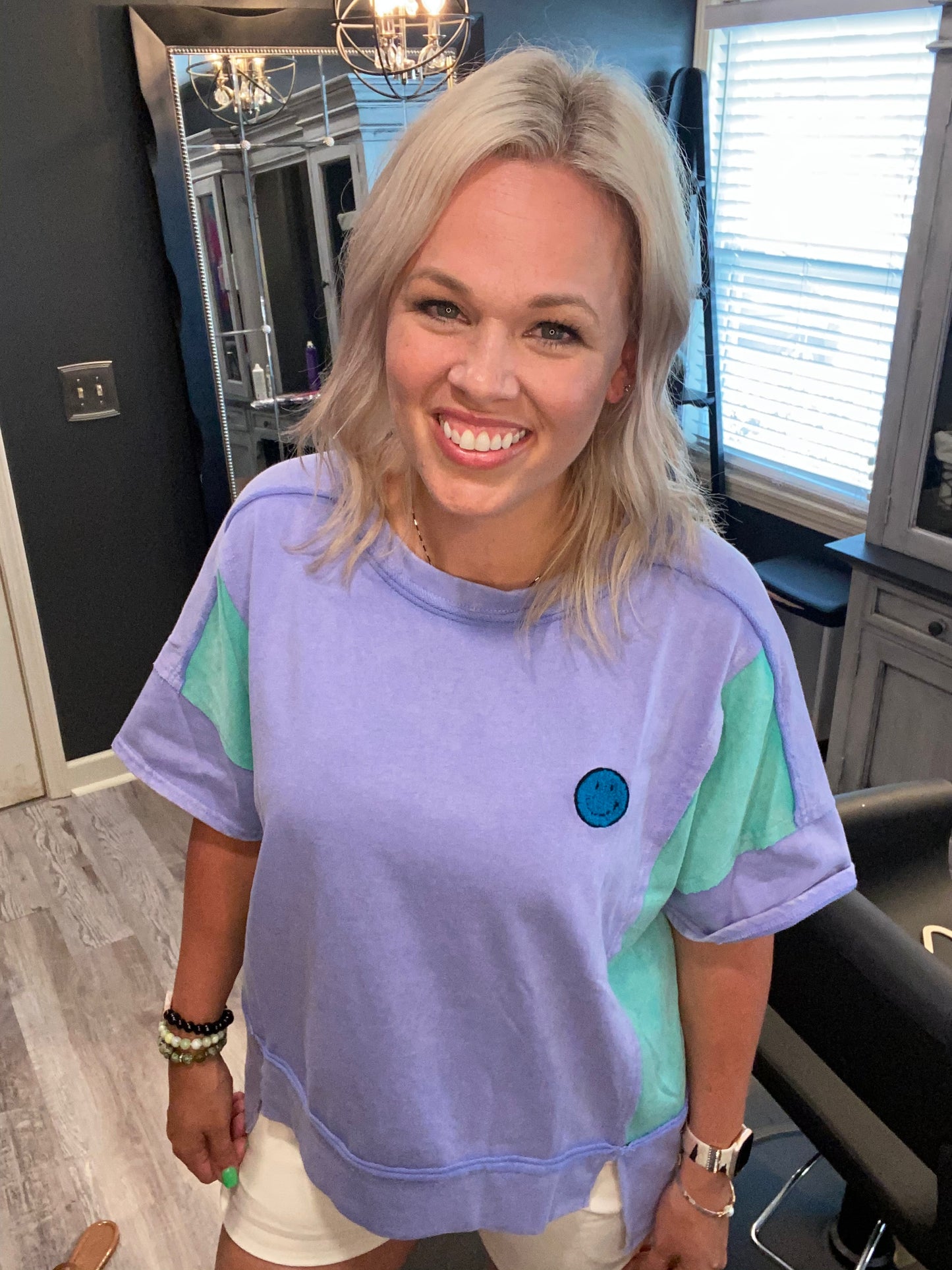 Color block knit t-shirt
