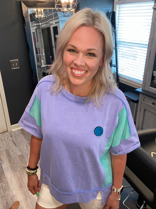 Color block knit t-shirt
