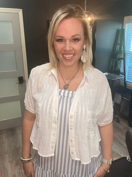 Off White Button Down Top