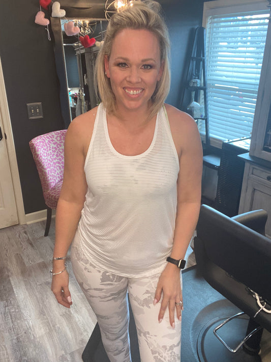 Sheer Striped Mesh Tank