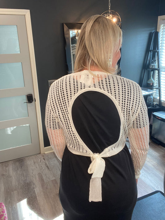 White Open Back Crochet Top
