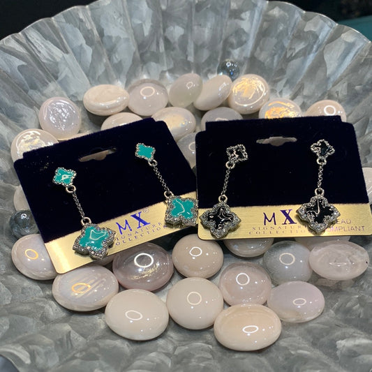 Flower diamond drop earrings