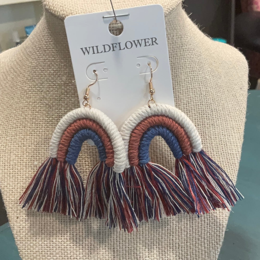 Fabric Arch fringe earrings