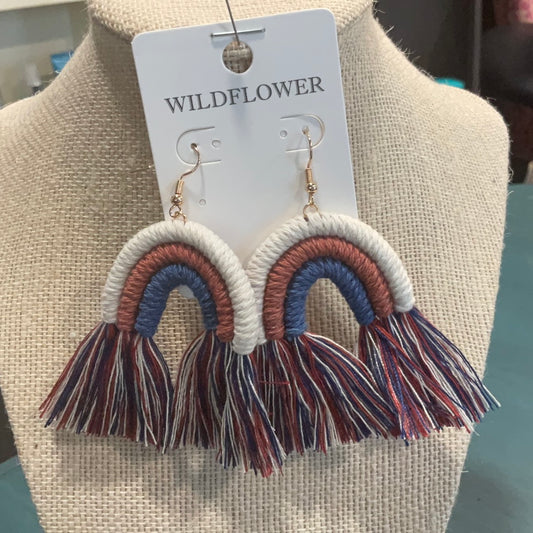 Fabric Arch fringe earrings