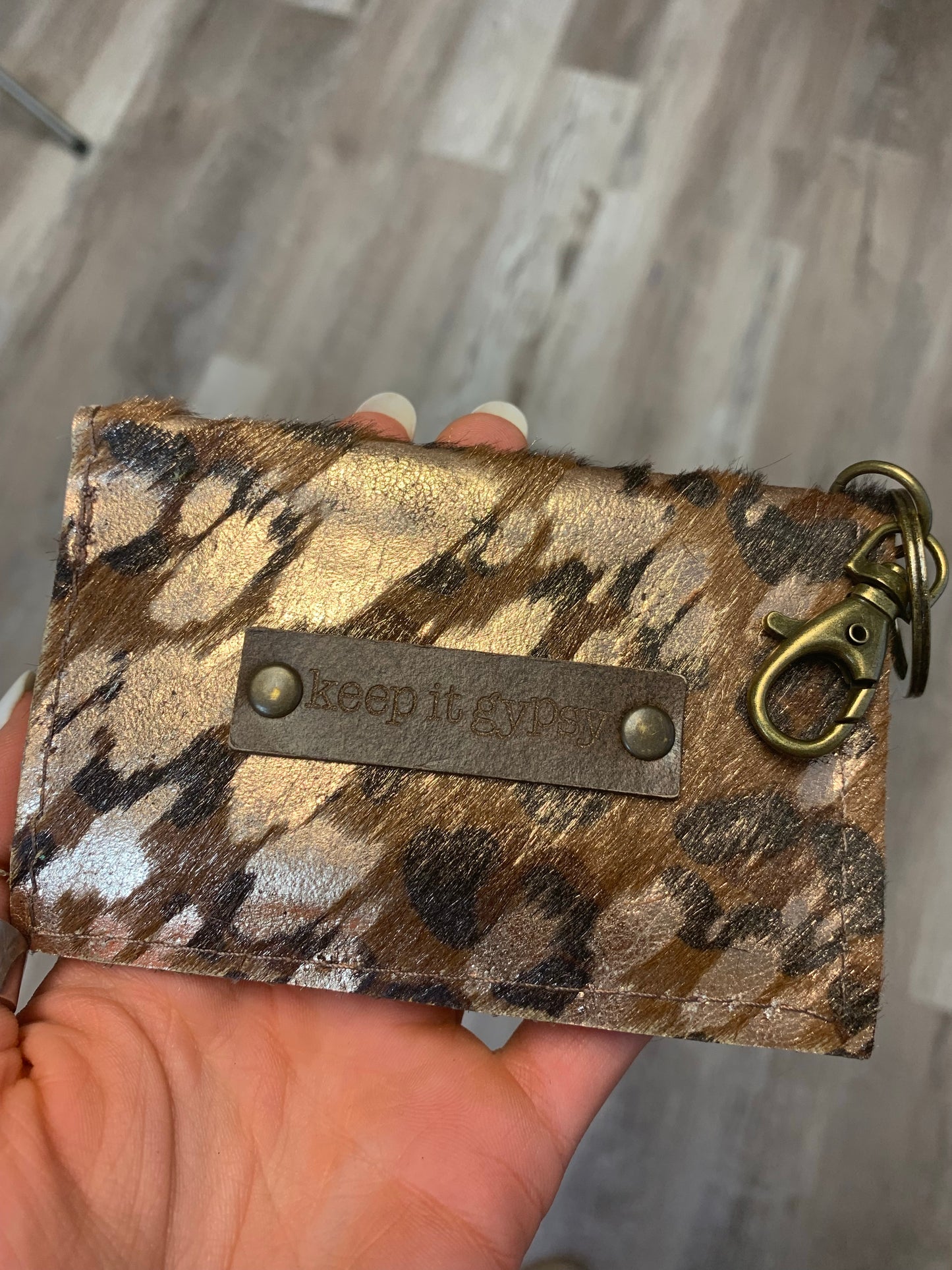 Leopard Upcycled LV patch wallets