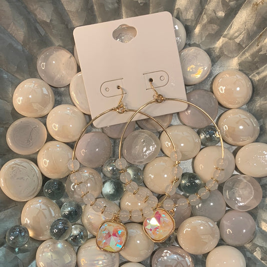 Golden pearl hoop earrings