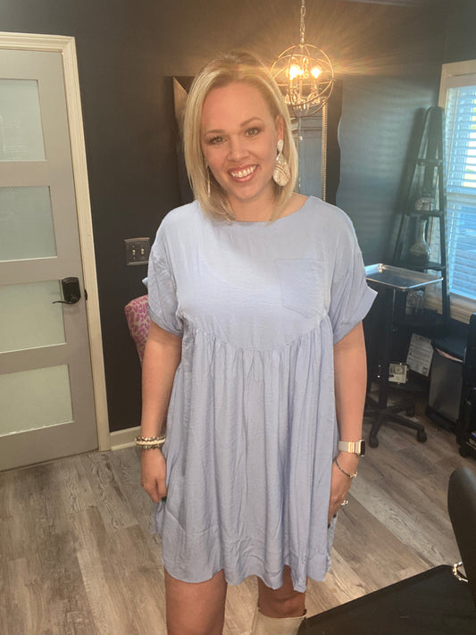Sky Blue Baby Doll Dress
