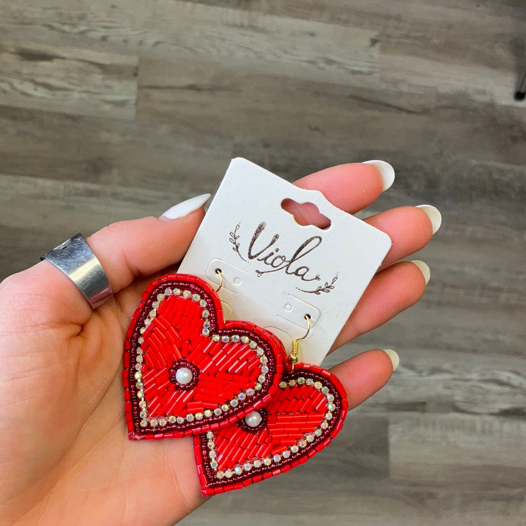Red heart earrings
