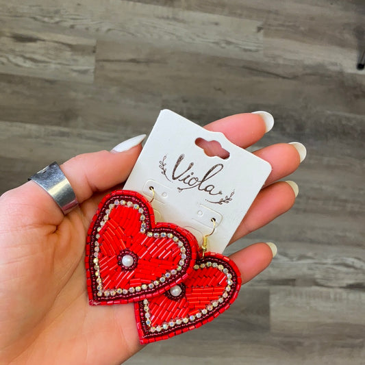 Red heart earrings