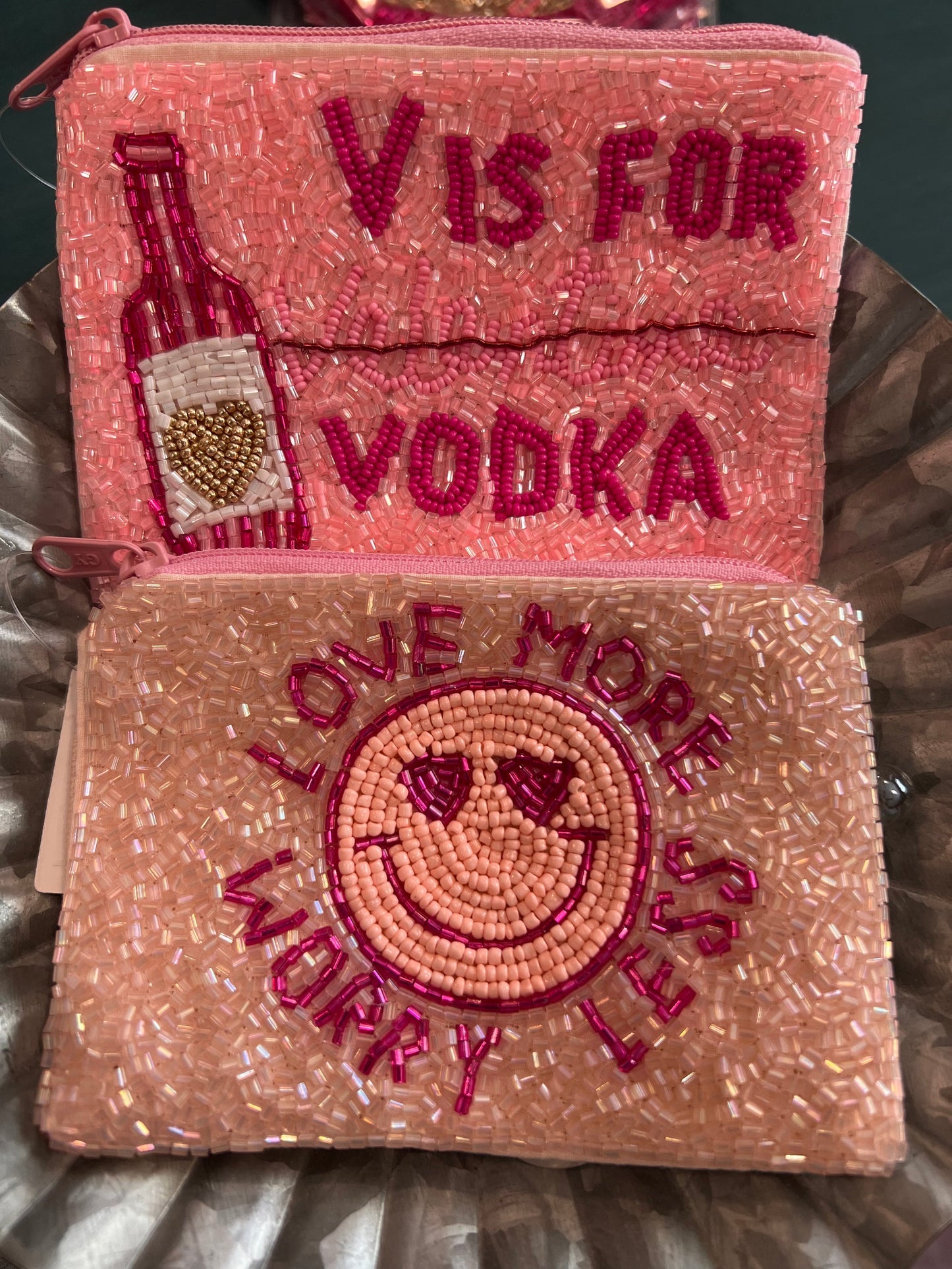 Valentines Seed Bead Coin Pouches