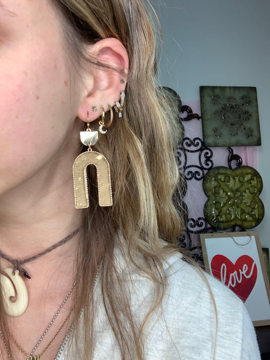 Cowhide drop earrings