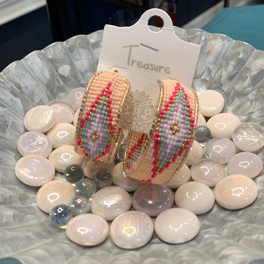 Aztec beaded hoops
