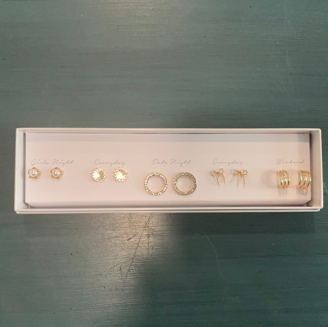 Five Pair box of earrings