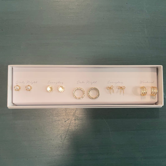 Five Pair box of earrings