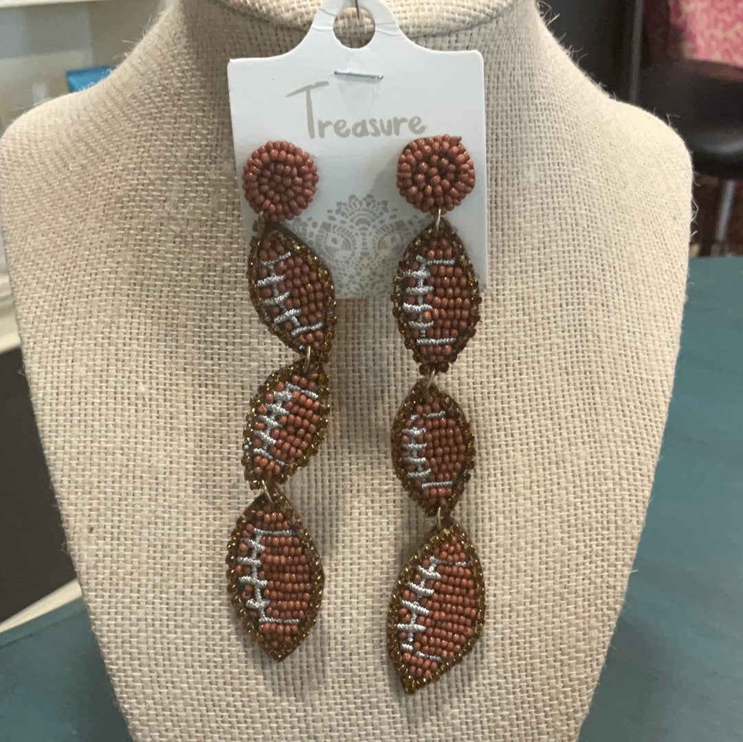Tiered football earrings
