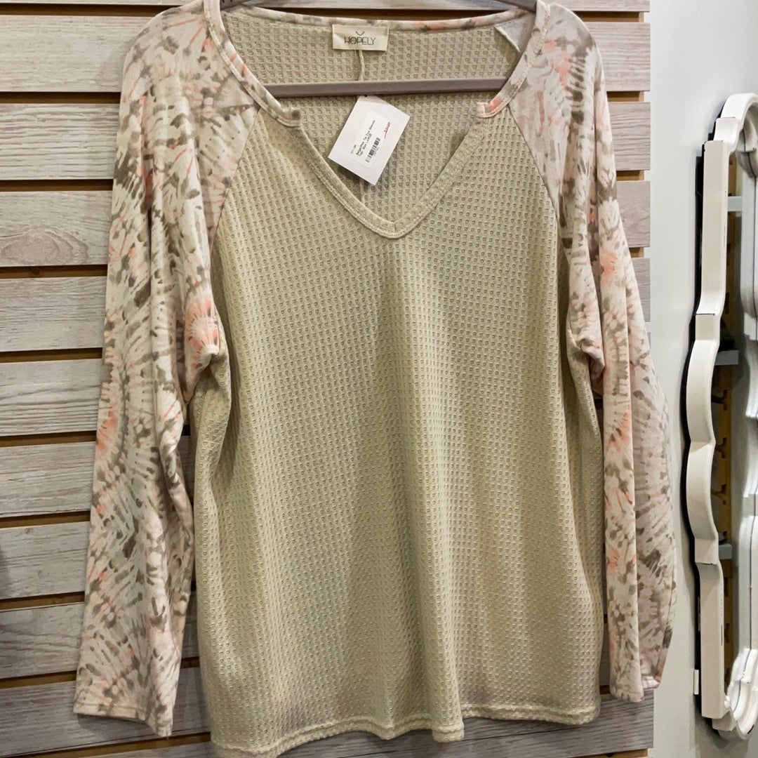 Beige tie-dye sleeve top